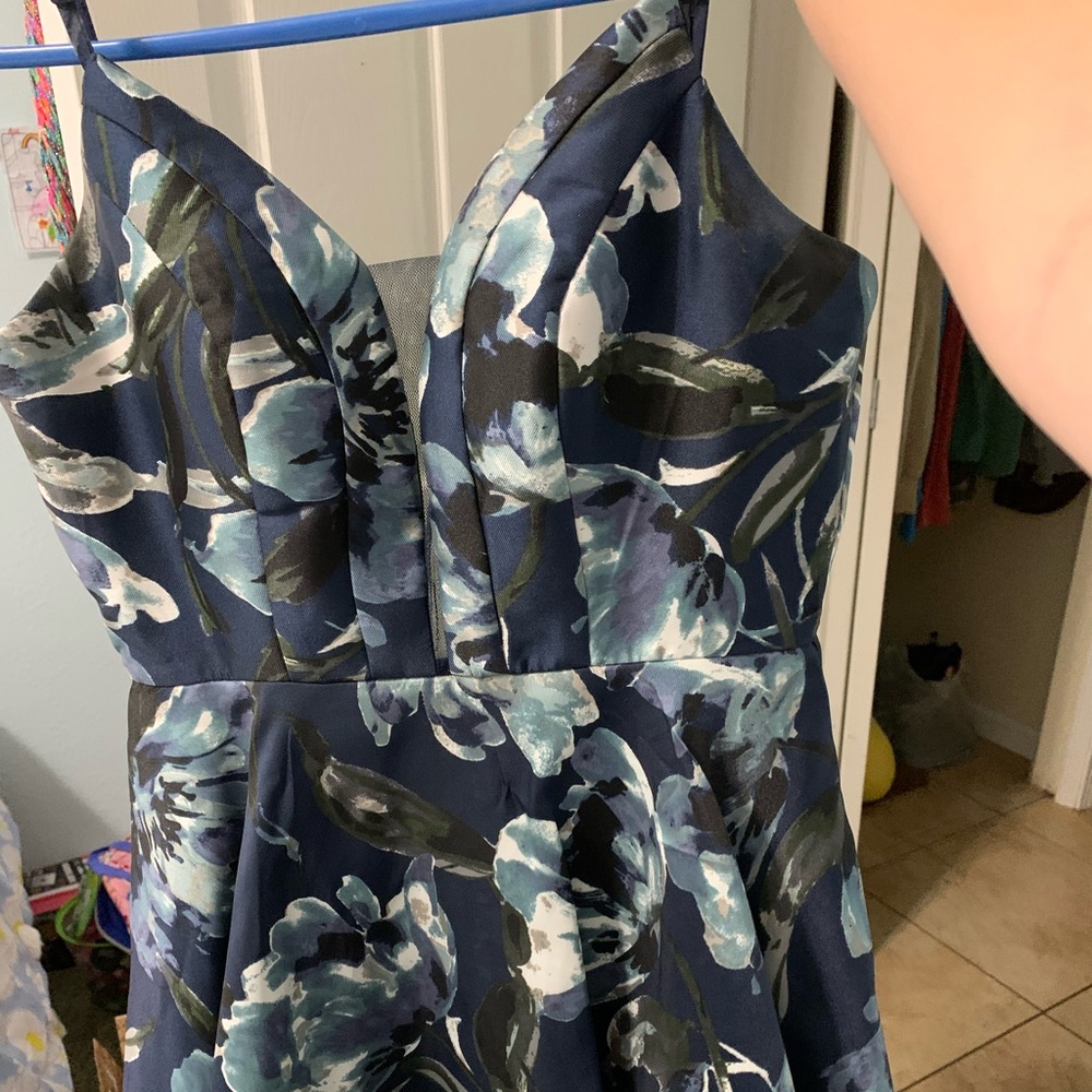 Blue floral formal dress